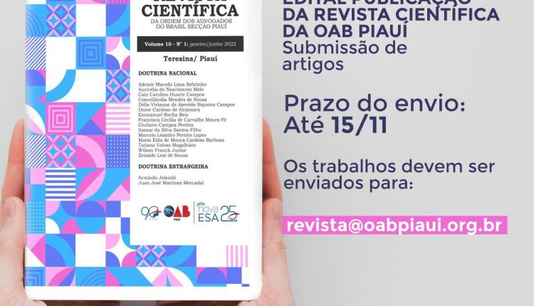 ESA Piauí lança edital de chamada para artigos da Revista Científica 10.2