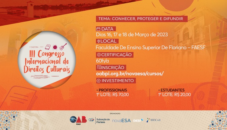 Últimos dias para inscrição no III Congresso Internacional de Direitos Culturais