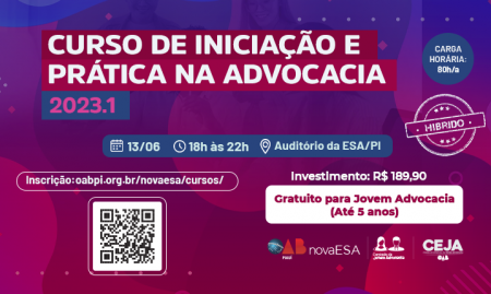 ESA-PI abre inscrições para curso de Iniciação e Prática na Advocacia