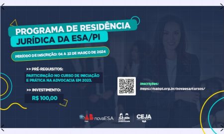 OAB-PI abre inscrições para Residência Jurídica com bolsa-auxílio e mentorias para Jovem Advocacia