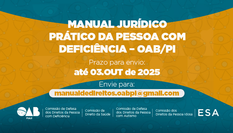 ESA Piauí lança edital para submissão de artigos do Manual Jurídico Prático da Pessoa com Deficiência