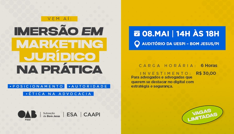 Imersão em Marketing Jurídico na Prática – Bom Jesus/PI