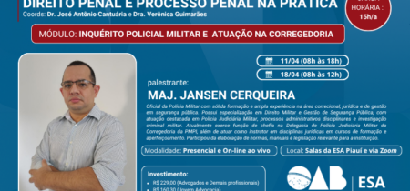 Módulo: Inquérito Policial Militar e Atuação na Corregedoria
