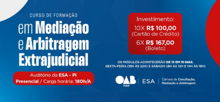 Curso de Formação em Mediação e Arbitragem Extrajudicial