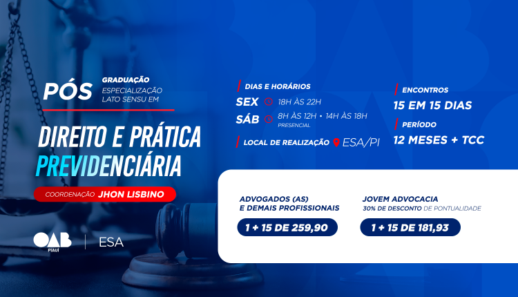 Pós-Graduação Lato Senso em Direito e Prática Previdenciária