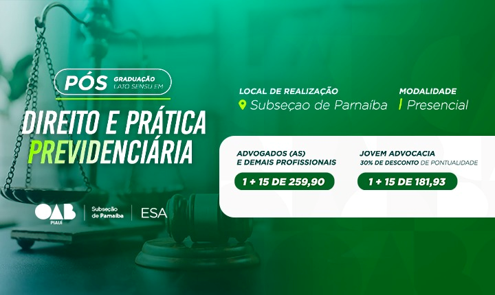 Pós-Graduação Lato Sensu em Direito e Prática Previdenciária – Parnaíba/PI