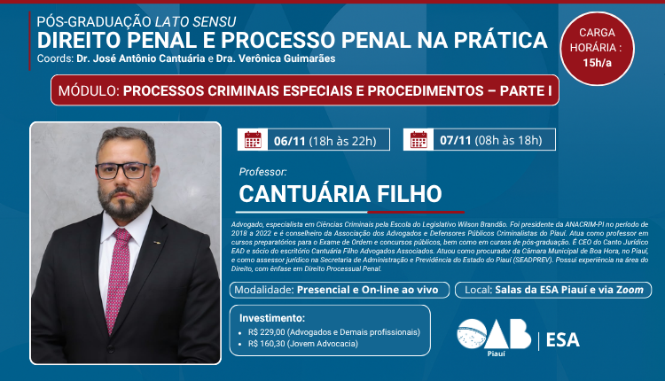 Módulo: Processos Criminais Especiais e Procedimentos – Parte 1